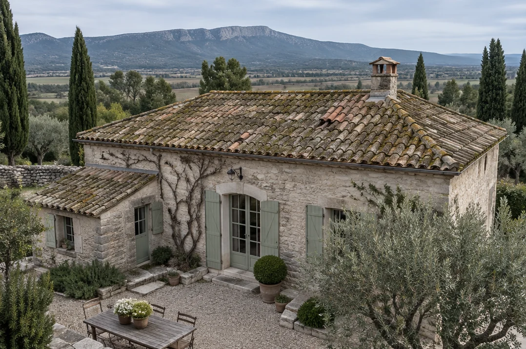 Simulation : maison avec une toiture vieillissante avant rénovation